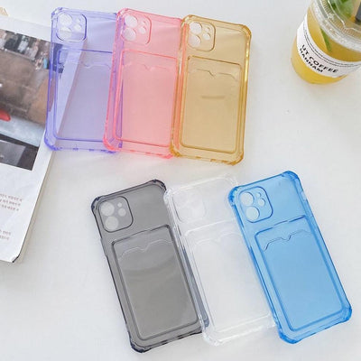 Transparent Wallet Case For iPhone 14 13 12 Pro Max Mini Shockproof Cover with Card Slots Pockets Slim Fit Thin Protective Soft Shock-Absorbing Lightweight Wallet Case