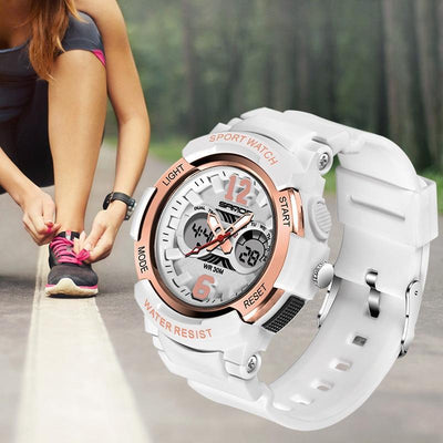 Fashion New Women Sports Waterproof 50m Watch With Digital LED Ladies Shock Display in Military Electronic Army Style