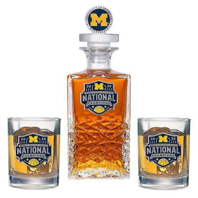 2026 Michigan Basketball Championship Heritage Decanter with 3D Top & 2 Glasses