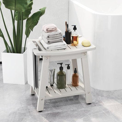 HIPS Shower Bench Seat with Handle Shower Head-White