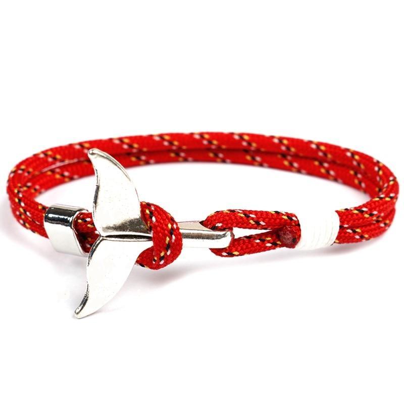 Fashion Whale Tail Bracelets For Men And Women Charm Survival Rope Chain Bracelet Male Wrap Metal Hooks