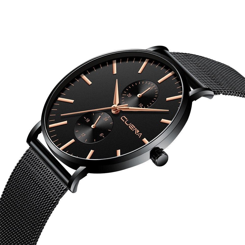 Black 3Bar Watch Men Women'S Watches Ladies Watch With Crystals Fashion Stainless Steel Band Comfortable Wristwatch