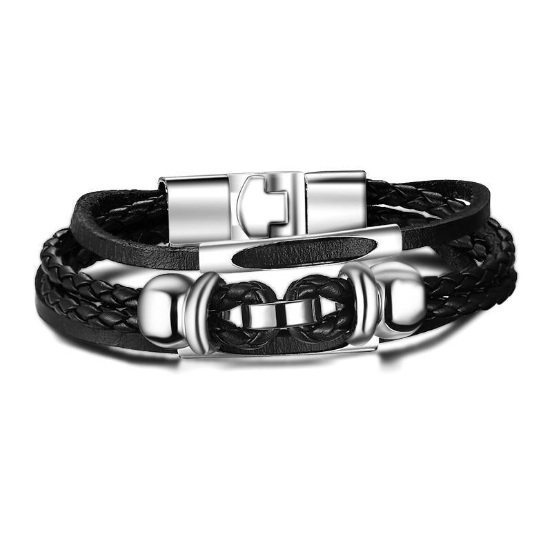 Lucky Vintage Men's Leather Bracelet Playing Cards Charm Multilayer Braided Men and Women Gift