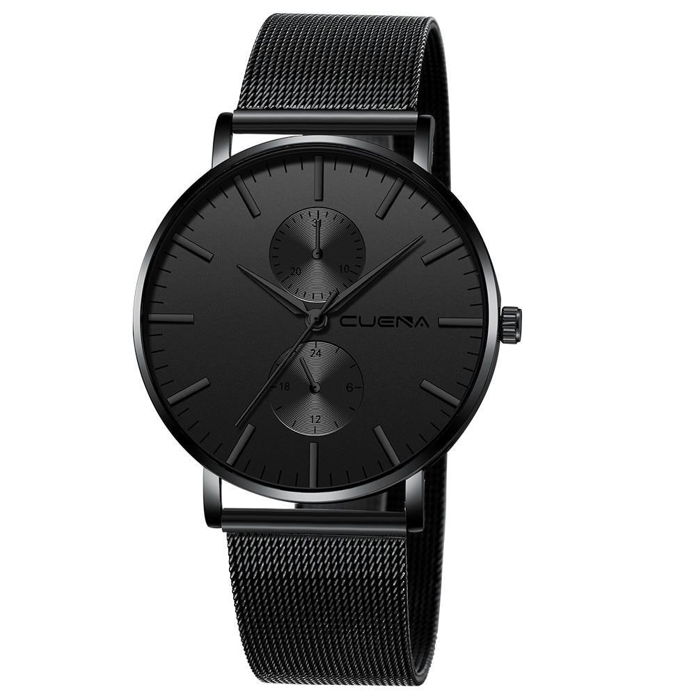 Black 3Bar Watch Men Women'S Watches Ladies Watch With Crystals Fashion Stainless Steel Band Comfortable Wristwatch