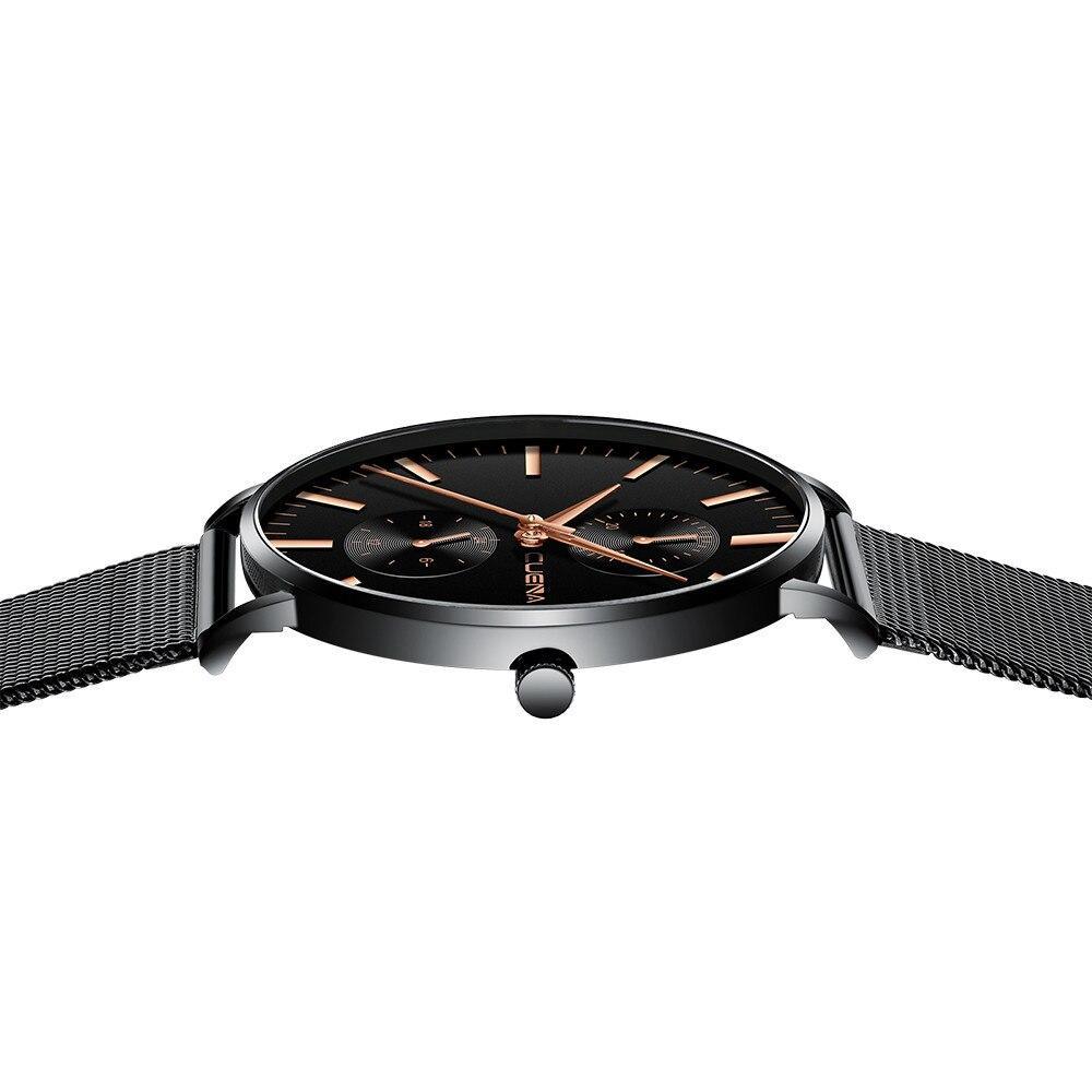 Black 3Bar Watch Men Women'S Watches Ladies Watch With Crystals Fashion Stainless Steel Band Comfortable Wristwatch