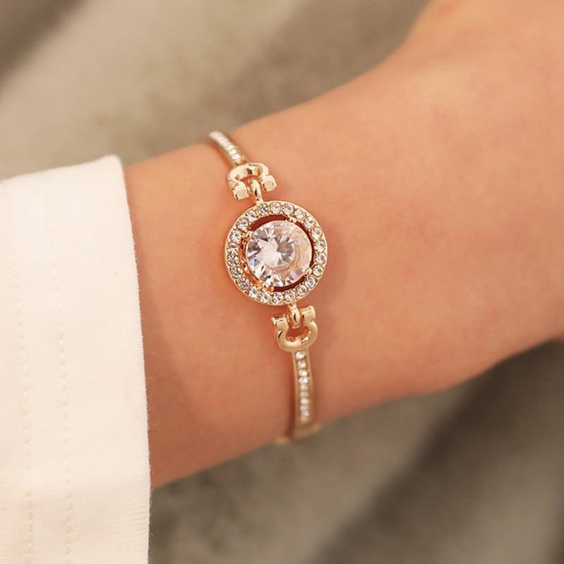 Luxury Diamond Shiny Fashion Luxury Jewelry Zircon Multi-Layer Bangle Bracelet High Quality Rhinestone Charm Bracelet for Women and Girls