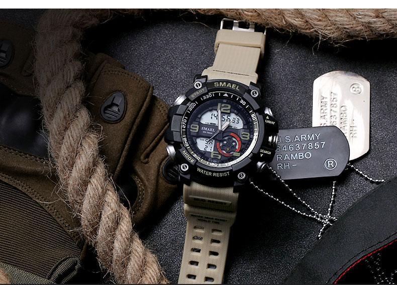 NEW Sport Analog-Digital Watch For Men and Woman Waterresistant 50M Professional Waterproof Quartz Large Dial Military Wristwatches With Night Mode