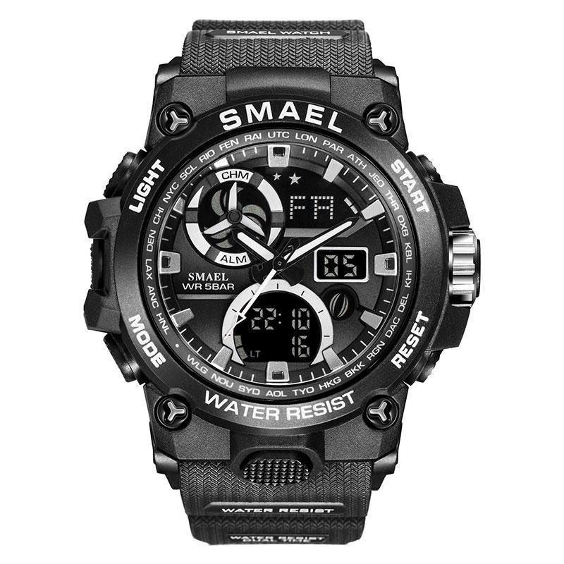 Sport Watch For Men WIth Dual Time Waterproof 50M Miliatry Watches Chronograph Alarm Army Wristwatch