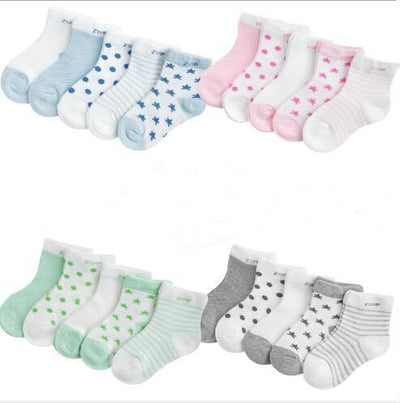 5 Pairs Pack Children's Summer Mesh Socks Ultra-thin Breathable With Stars Moon Print For Boys And Girls