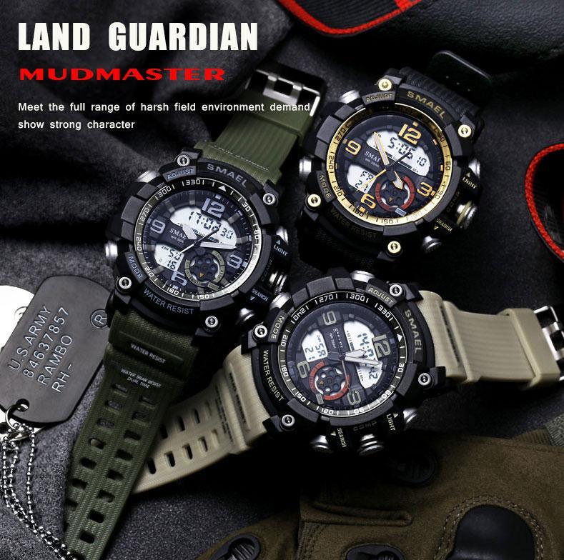 NEW Sport Analog-Digital Watch For Men and Woman Waterresistant 50M Professional Waterproof Quartz Large Dial Military Wristwatches With Night Mode