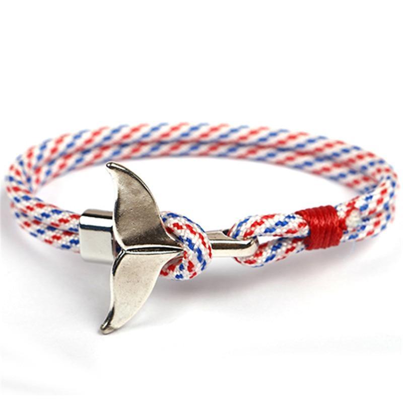 Fashion Whale Tail Bracelets For Men And Women Charm Survival Rope Chain Bracelet Male Wrap Metal Hooks