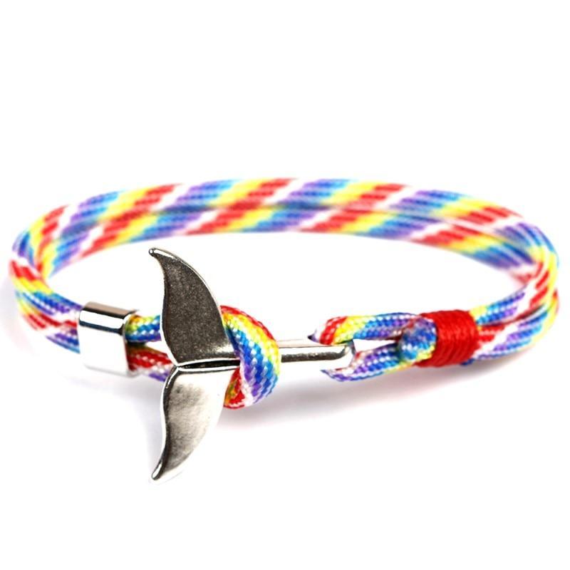 Fashion Whale Tail Bracelets For Men And Women Charm Survival Rope Chain Bracelet Male Wrap Metal Hooks