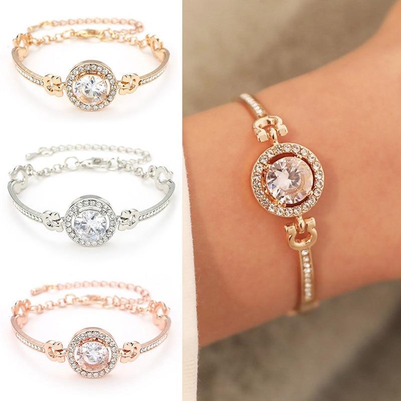 Luxury Diamond Shiny Fashion Luxury Jewelry Zircon Multi-Layer Bangle Bracelet High Quality Rhinestone Charm Bracelet for Women and Girls