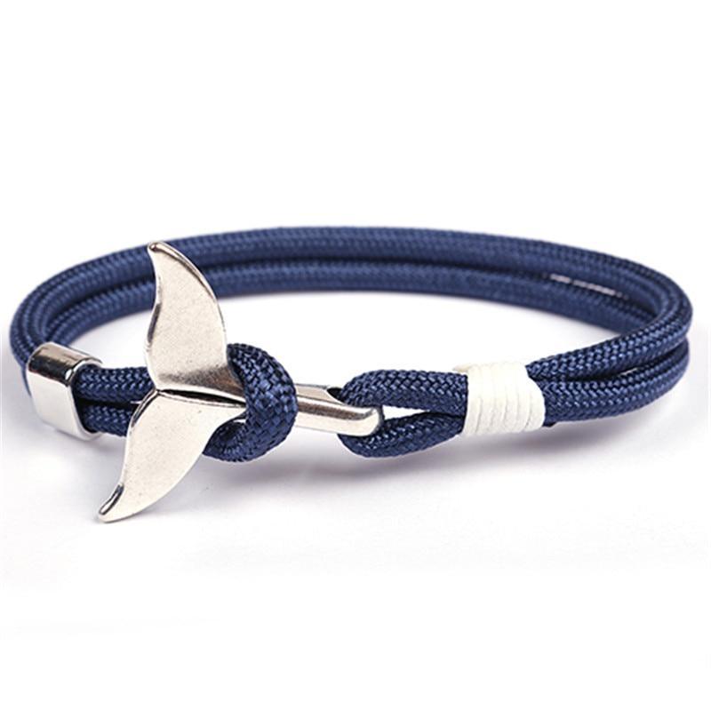 Fashion Whale Tail Bracelets For Men And Women Charm Survival Rope Chain Bracelet Male Wrap Metal Hooks