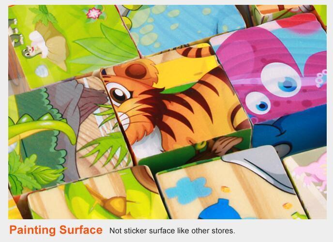 1Set Nine Blocks Six-sided 3D Wooden Cube Puzzle Toys For Children Kids Educational Toys Funny Games