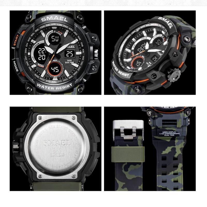 Red Modern Sport Waterproof 50M Men Watches With LED Digital Display In Military Armi Relogio Masculino Style