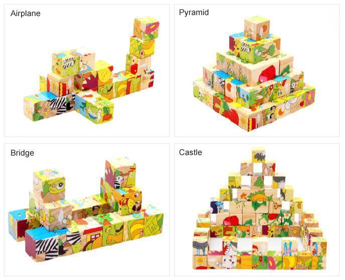 1Set Nine Blocks Six-sided 3D Wooden Cube Puzzle Toys For Children Kids Educational Toys Funny Games