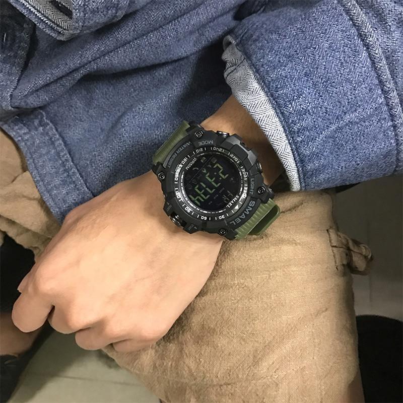 Smart Sport Mens Chronograph Watch Sport Stop Army Military Multifunction Waterproof 50M LED Digital Watch for Man