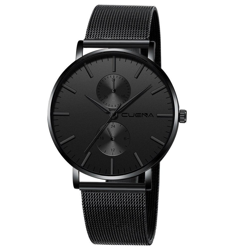 Black 3Bar Watch Men Women'S Watches Ladies Watch With Crystals Fashion Stainless Steel Band Comfortable Wristwatch
