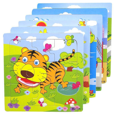 1 Pcs Animal Wooden Puzzles For Children In Wooden 3D Mosaic Puzzles Kids Educational Toys Design For Baby Birthday Gifts