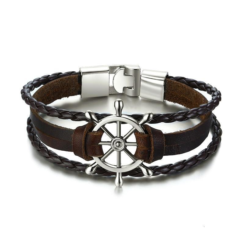 Lucky Vintage Men's Leather Bracelet Playing Cards Charm Multilayer Braided Men and Women Gift