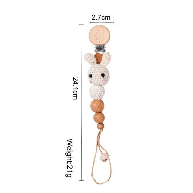 Modern Handmade Pacifier Chain Baby Teething Chains Crochet Rabbit Panda Beads Wooden Clips Wood Tiny Rod For Kids