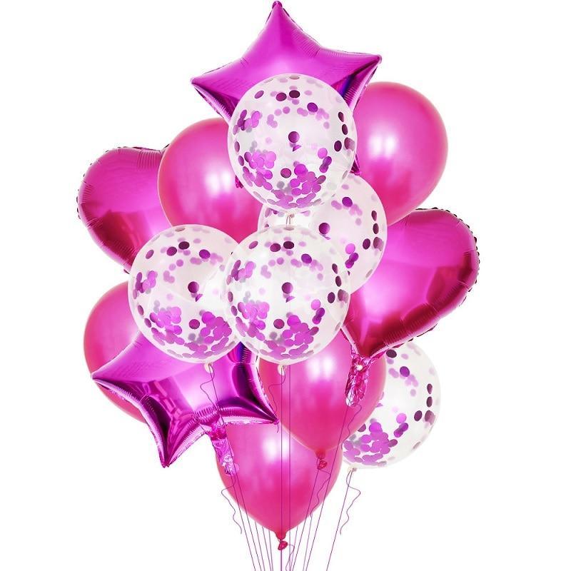 14Pcs Multi Confetti Balloons For Happy Birthday Party Balloons In Several Luxury Variant Helium Ballons For Celebrations for Boy Girls and Babies party