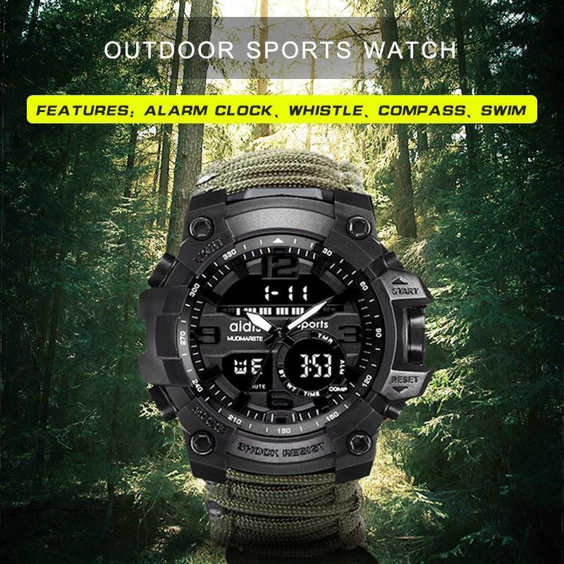 Military Survival Men Watch With Compass/whistle /scraper/Waterproof 30M Outdoor Men Sports G Style -Shock Watch Relogio Masculino