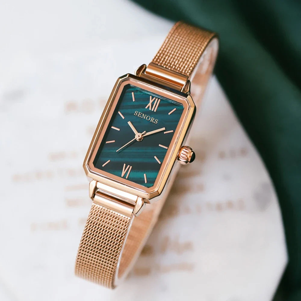 Senors Japan Quartz Movement High Quality Waterproof Ladies watch Women Stainless Steel Mesh Rose Gold