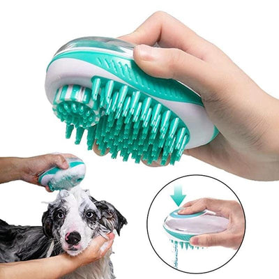 Pet Dog Cat Bath Brush 2-in-1 Pet Massage Comb Soft Silicone Pet Shower Hair Grooming Comb Dog Cleaning Tool Pet Supplies Pet Brush Bath Massage Brush Shampoo Dispenser for Pet