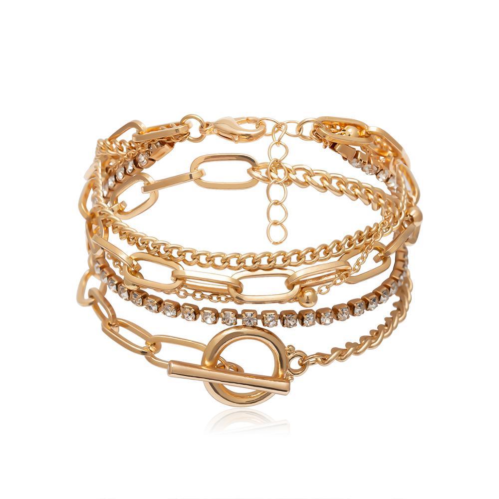 Bohemian Geometric Crystal Multi Layer Bracelets Bangles Charm Adjustable Lasso Bracelet Set For Women Luxury Jewelry Gifts