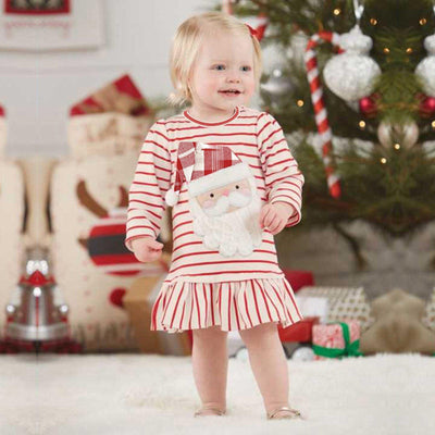 Baby Girls Long Sleeve Stripe Christmas Outfits Dress For Girls Clothes Unique Design Excellent Look