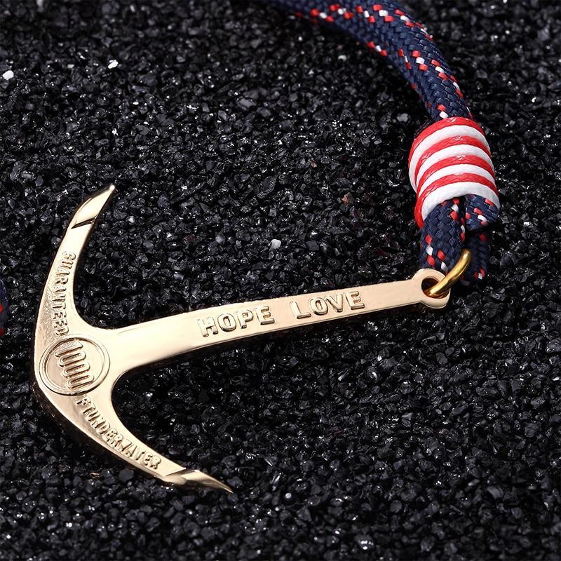 High Quality Elegant Anchor Bracelet Luxury Charm Nautical Survival Rope Amazing Chain Bracelet For Great Men And Women Friends Gift Charm Chain Jewelry