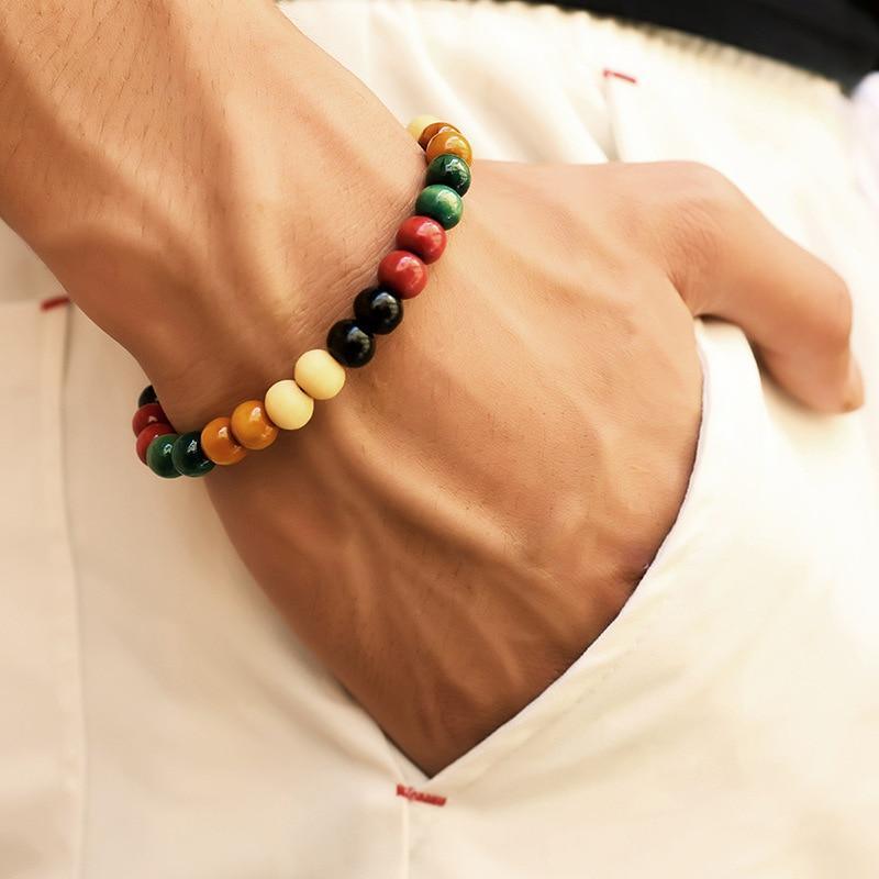 Lava Stone Men Wrist Bracelet Natural Moonstone Bead Tibetan Chakra Diffuser Bracelets For Men Jewelry Cool Gifts