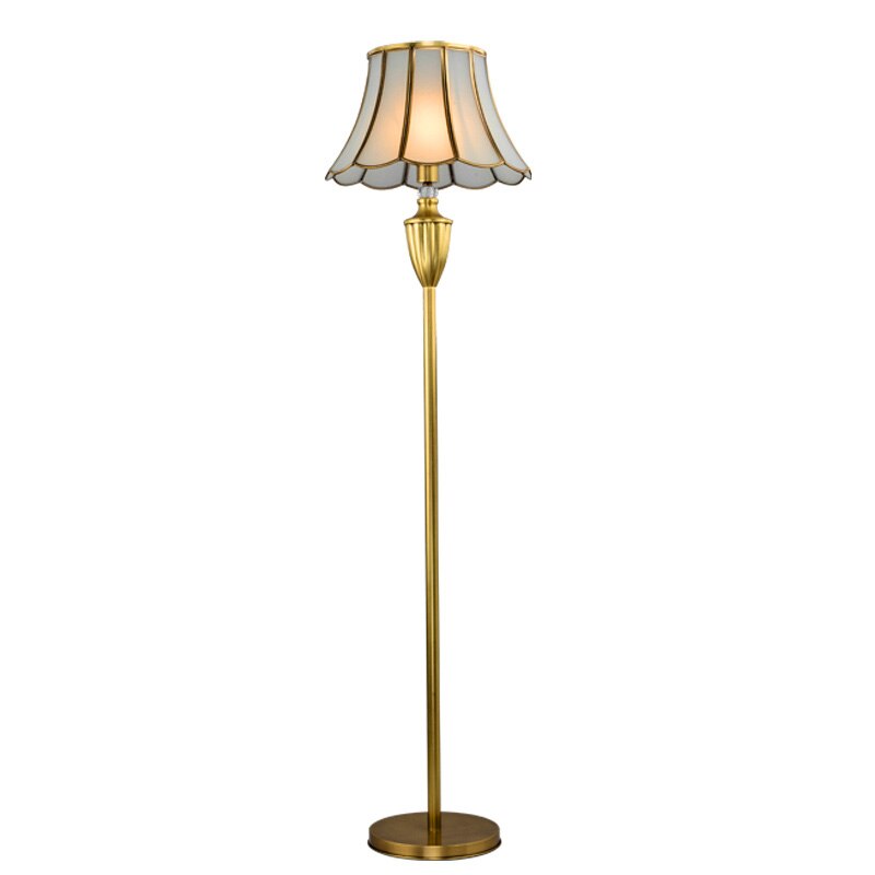 European Floor Lamp Living Room Sofa Bedroom Study Bedside Fixtures American Vertical Glass Table Lamp Full Copper Desk Light