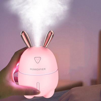 300ML Mini Air Humidifier Cute Rabbit USB Aroma Essential Oil Diffuser Colorful Night Light Car Office Mist Maker