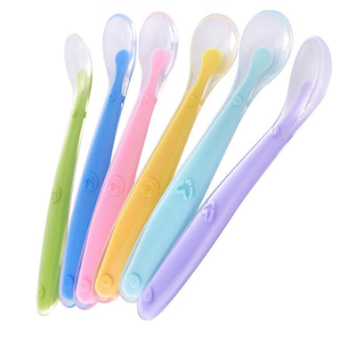 New Candy Color Baby Soft Silicone Spoons Feeding Dishes Tableware Flatware Children Food Feeding Tools