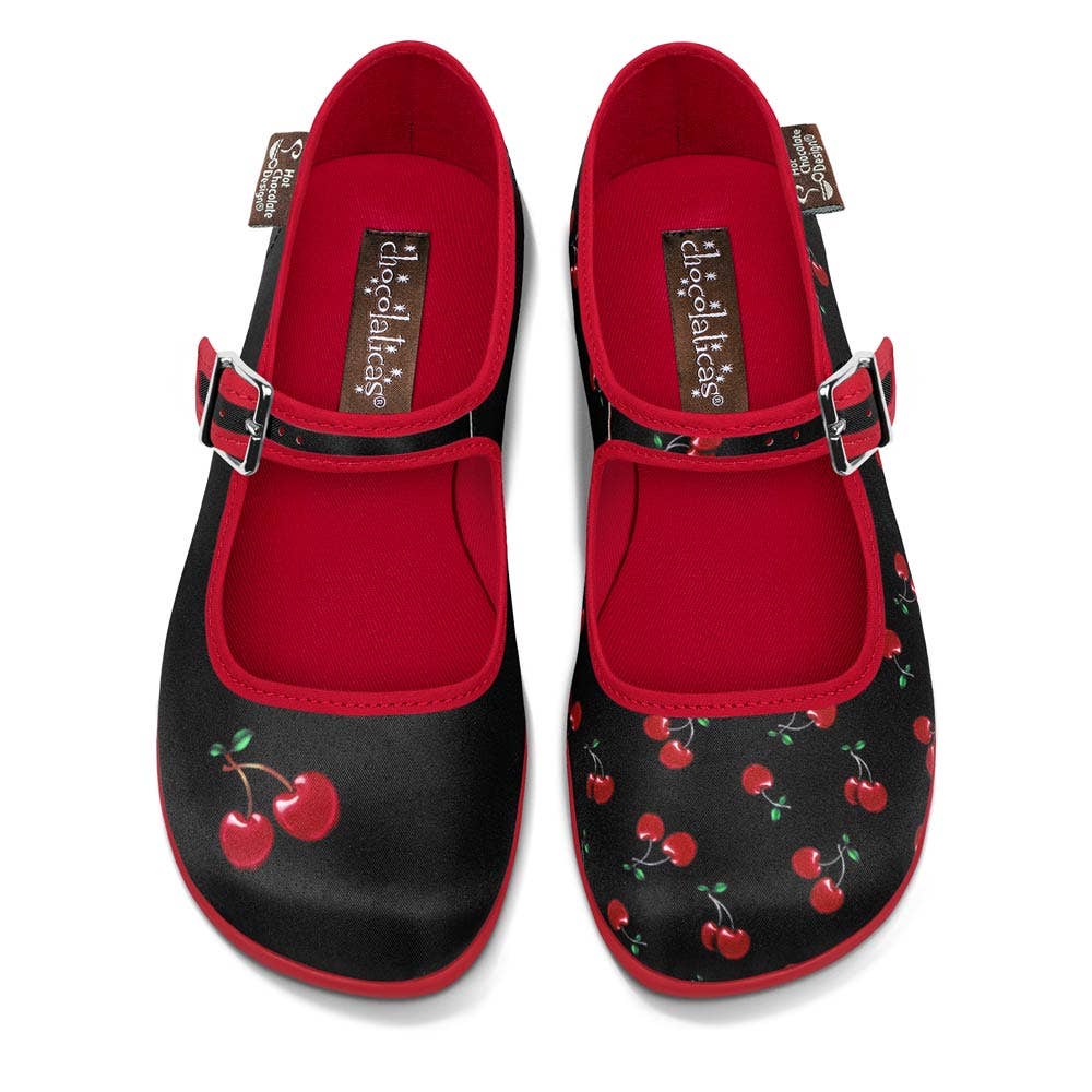 Hot Chocolate Design - Chocolaticas® Cherry Black Women’s Mary Jane Flat Shoe