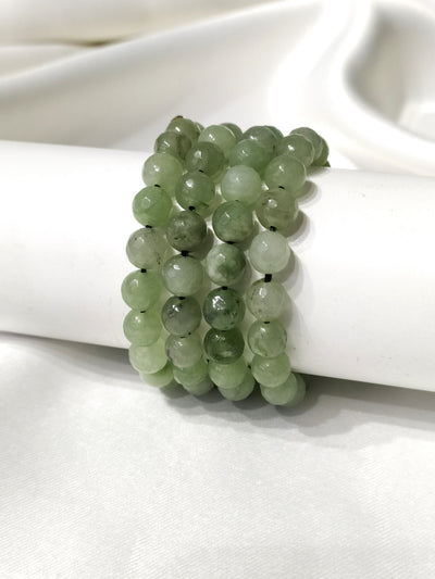Green Aventurine Faceted Beads Bracelet, Crystal Bracelet