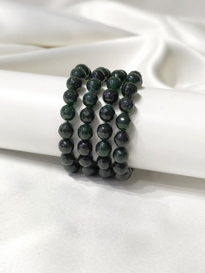 Green Jade Faceted Beads Bracelet, Crystal Bracelet