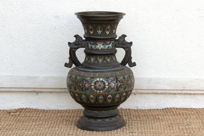 Massive Chinese Cloisonne Enamel Floor Vase