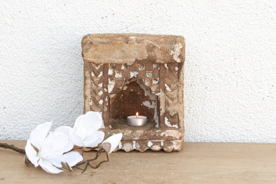 Antique Ziggurat Arch Indian Stone Niche (Trade)