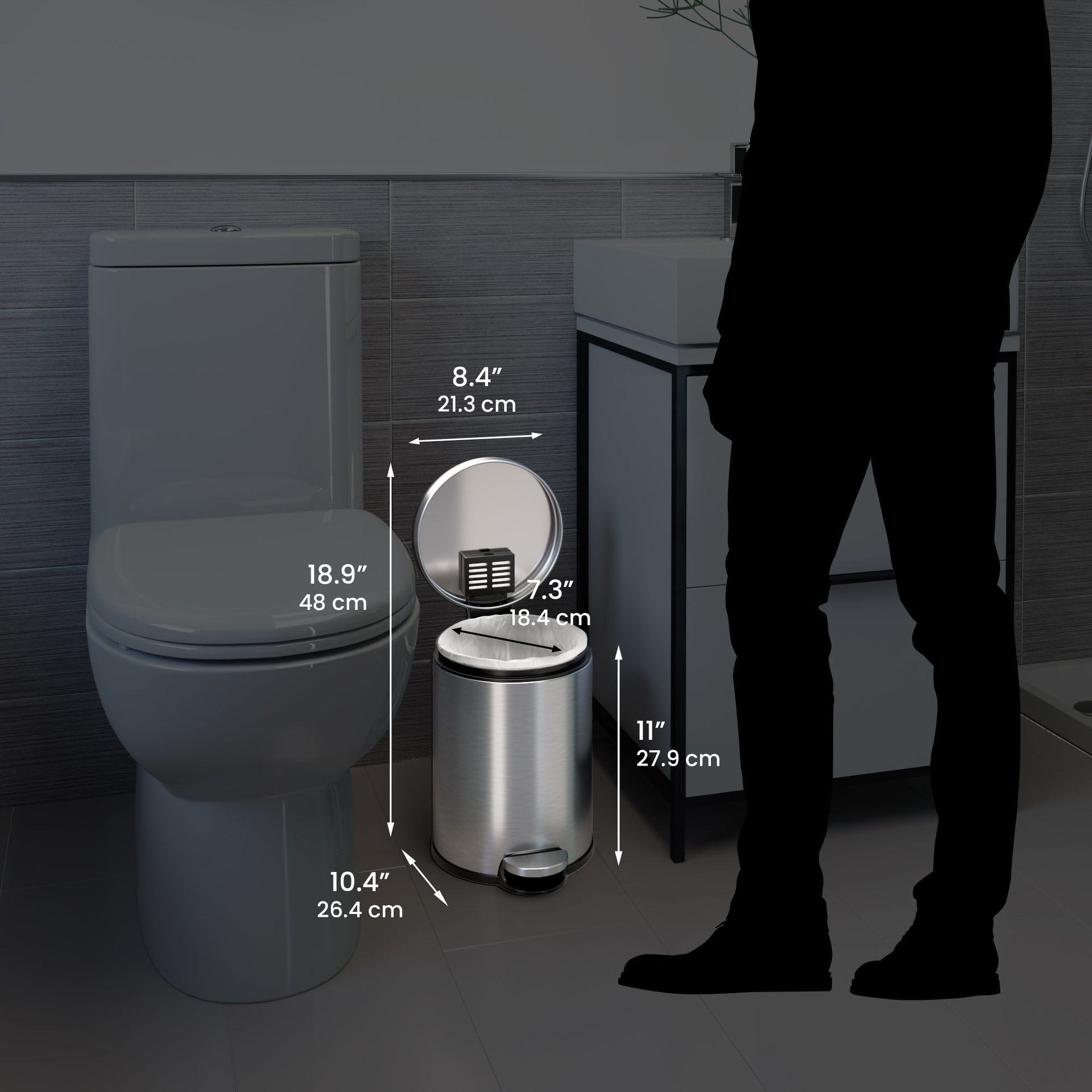 1.3 Gallon / 5 Liter SoftStep Round Composite Step Trash Can with AbsorbX