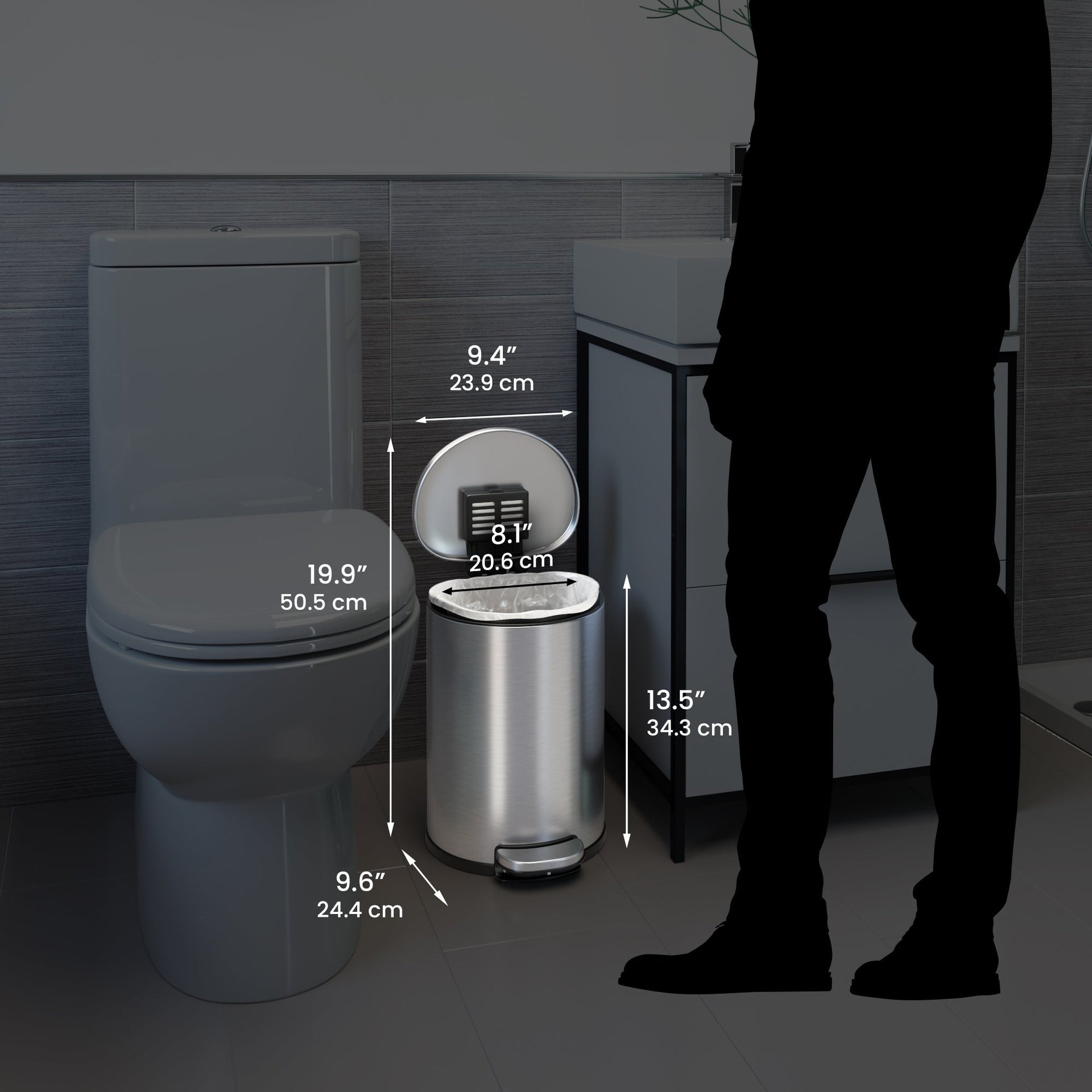 2 Gallon / 7 Liter SoftStep Semi-Round Composite Step Trash Can with AbsorbX