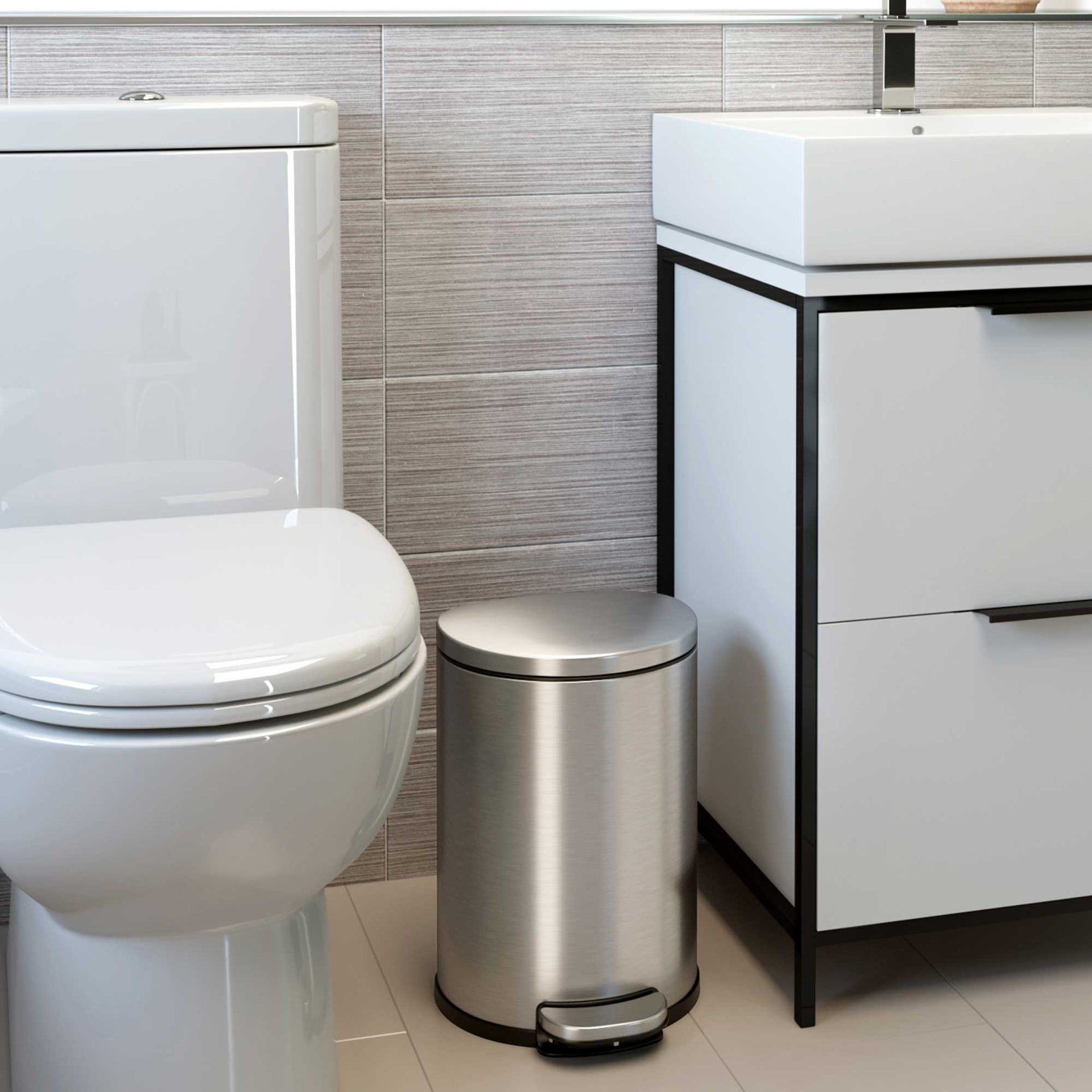 2 Gallon / 7 Liter SoftStep Semi-Round Composite Step Trash Can with AbsorbX