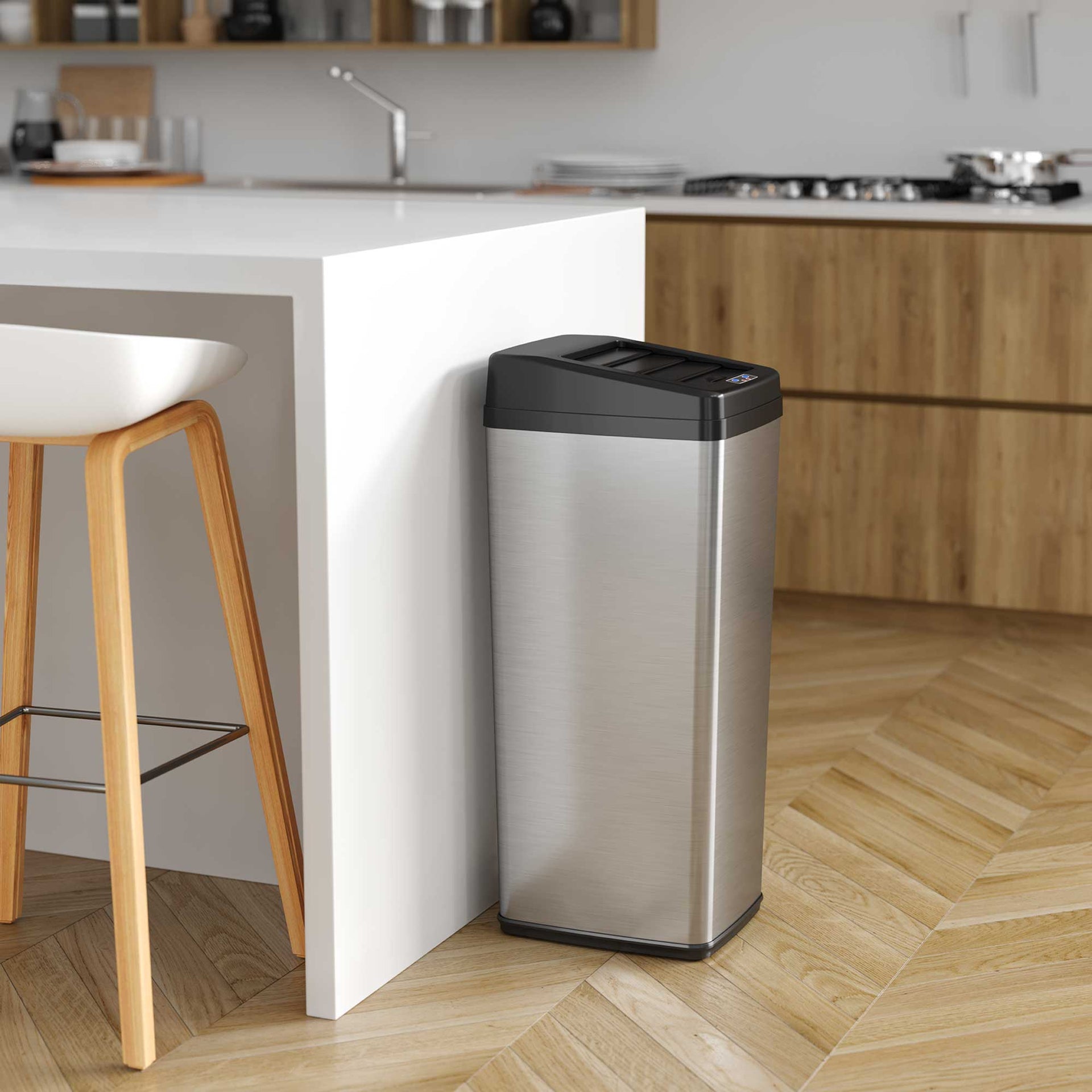 14 Gallon Self-Contained Electric-Motor Sensor Kitchen Trash Can with AbsorbX