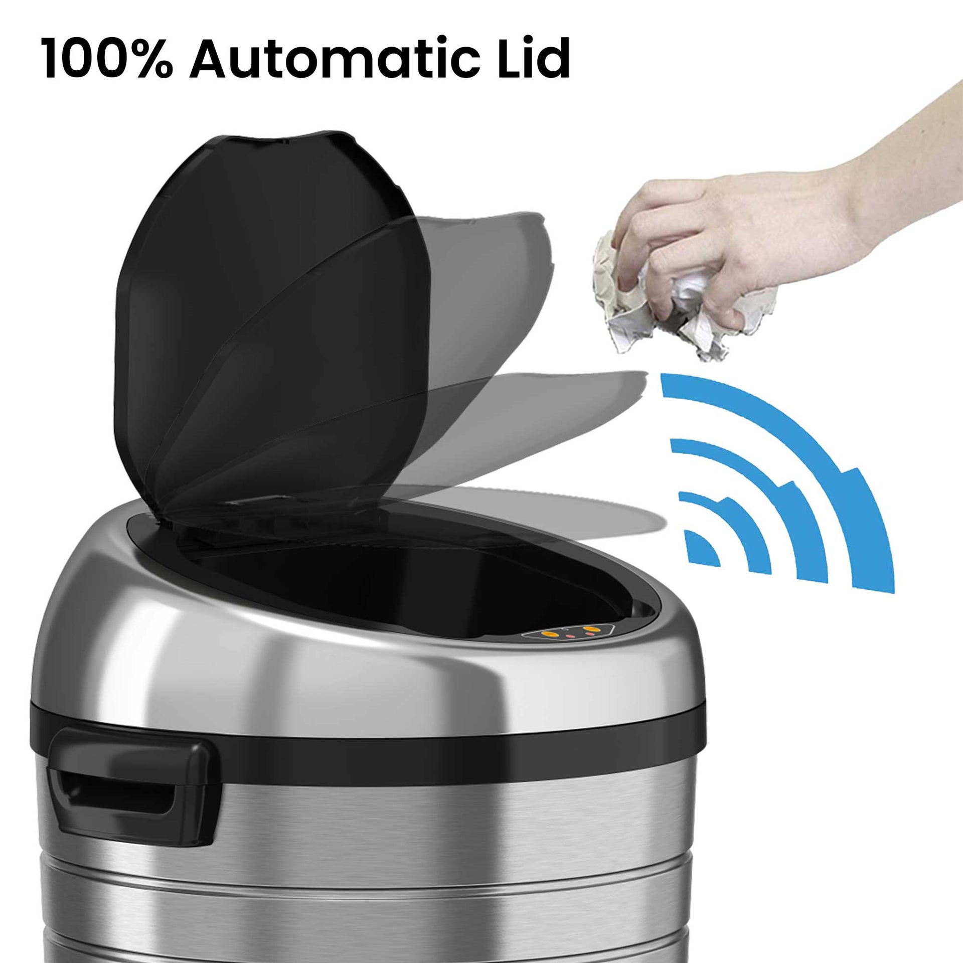 18 Gallon / 68 Liter Self-Contained Electric-Motor Sensor Kitchen Trash Can with Wheels and AbsorbX