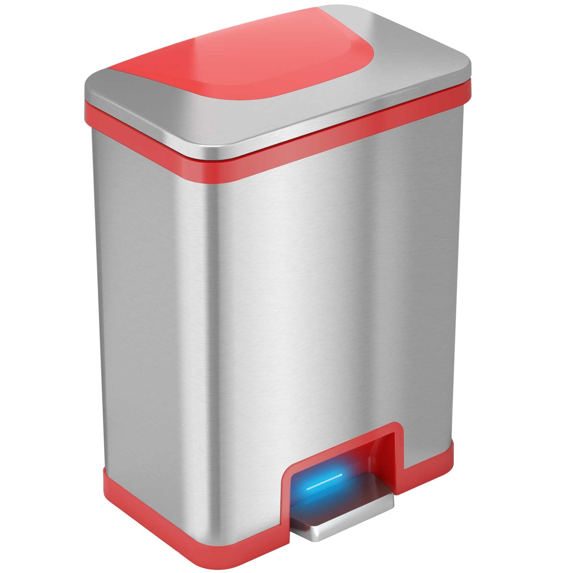 13 Gallon AutoStep Self-Contained Electric-Motor Sensor Kitchen Trash Can with AbsorbX (Red Trim)