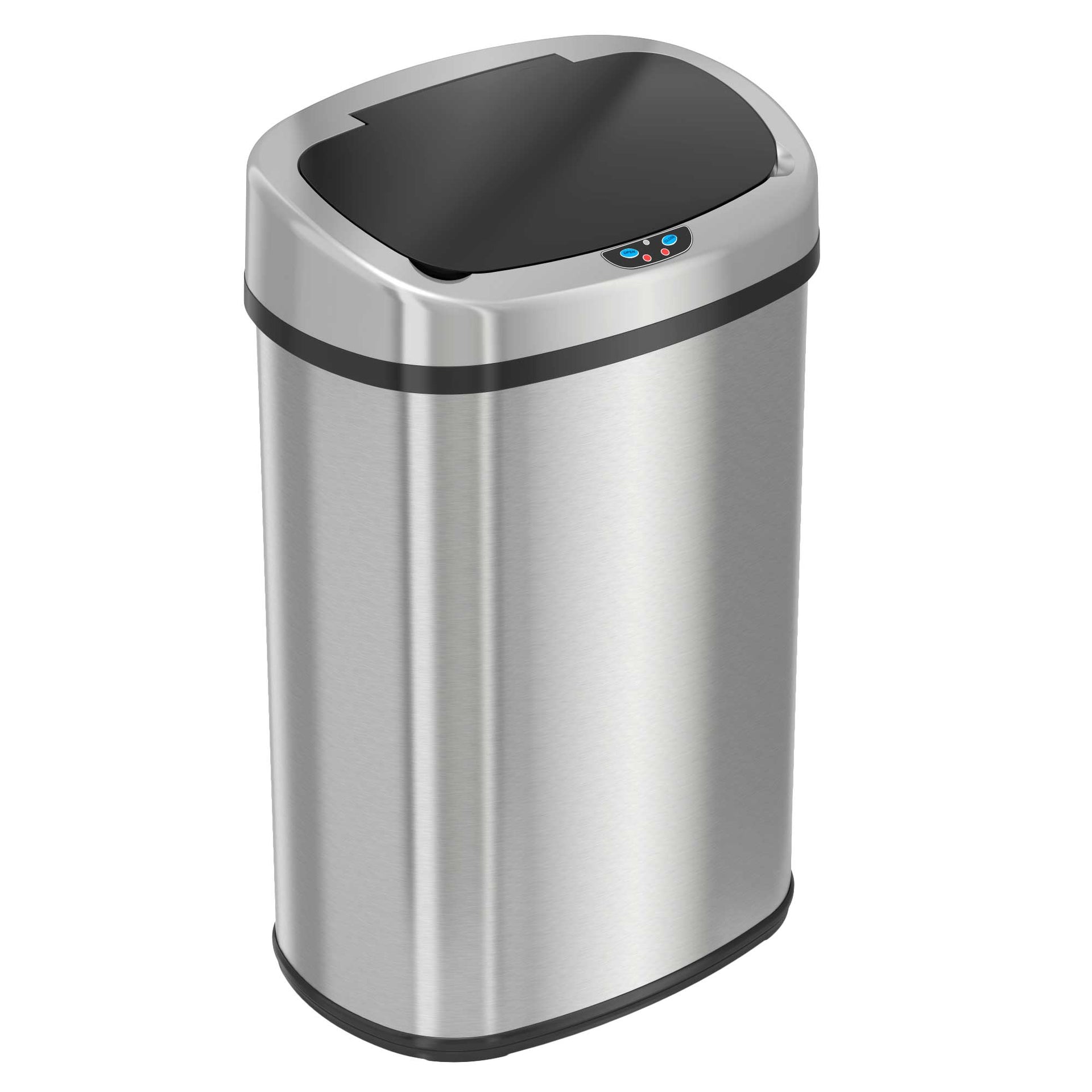 13 Gallon Self-Contained Electric-Motor Sensor Kitchen Trash Can with AbsorbX – Oval Touchless Trash Bin