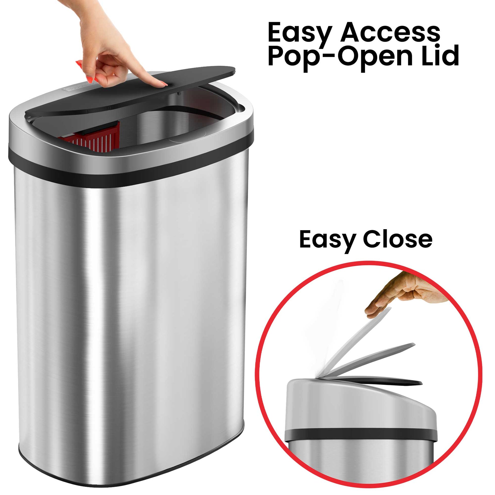 13 Gallon Composite Press Lid Kitchen Trash Can with AbsorbX
